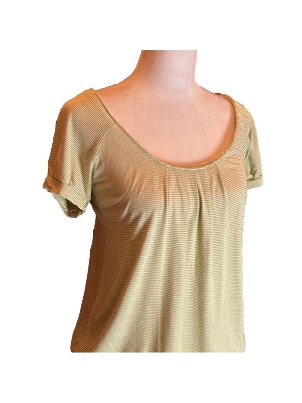 BANANA REPUBLIC Factory Lime Green & White Striped Top Size XS